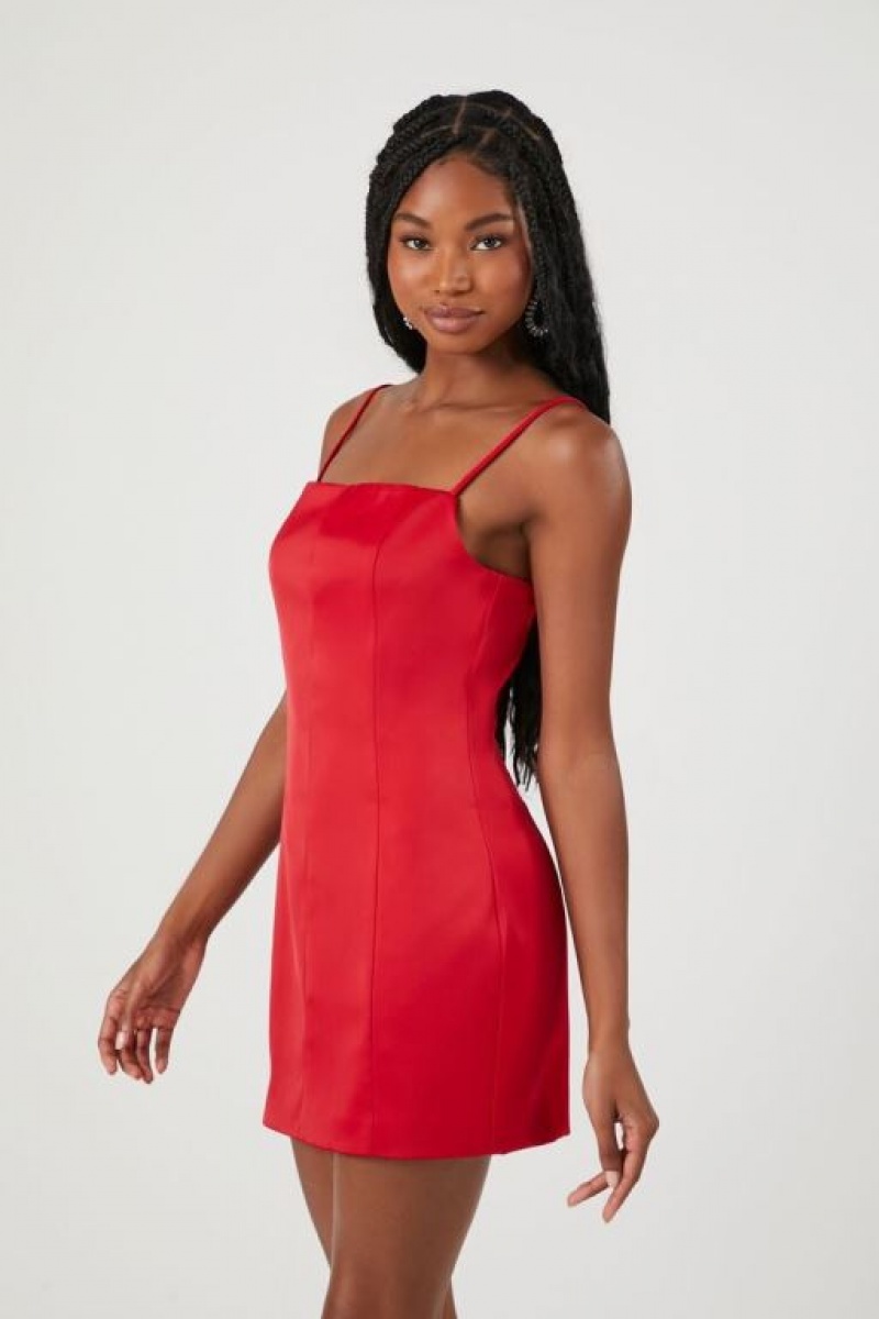 Vestido Forever 21 Satin Cami Bodycon Mini Mujer Rojas | 7m7DDiV5zuk