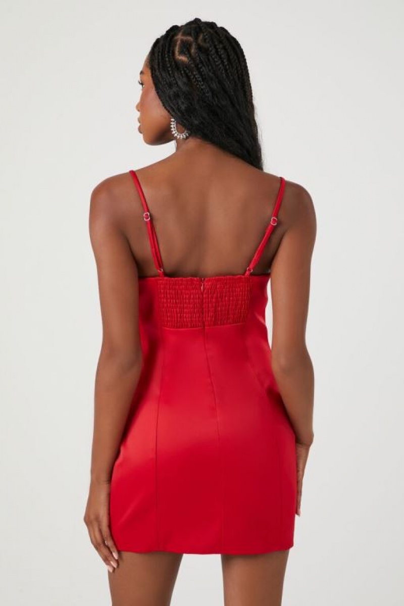 Vestido Forever 21 Satin Cami Bodycon Mini Mujer Rojas | 7m7DDiV5zuk