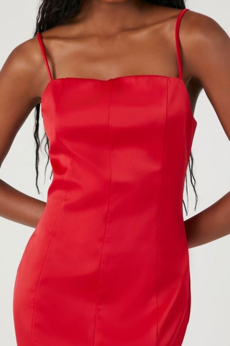 Vestido Forever 21 Satin Cami Bodycon Mini Mujer Rojas | 7m7DDiV5zuk