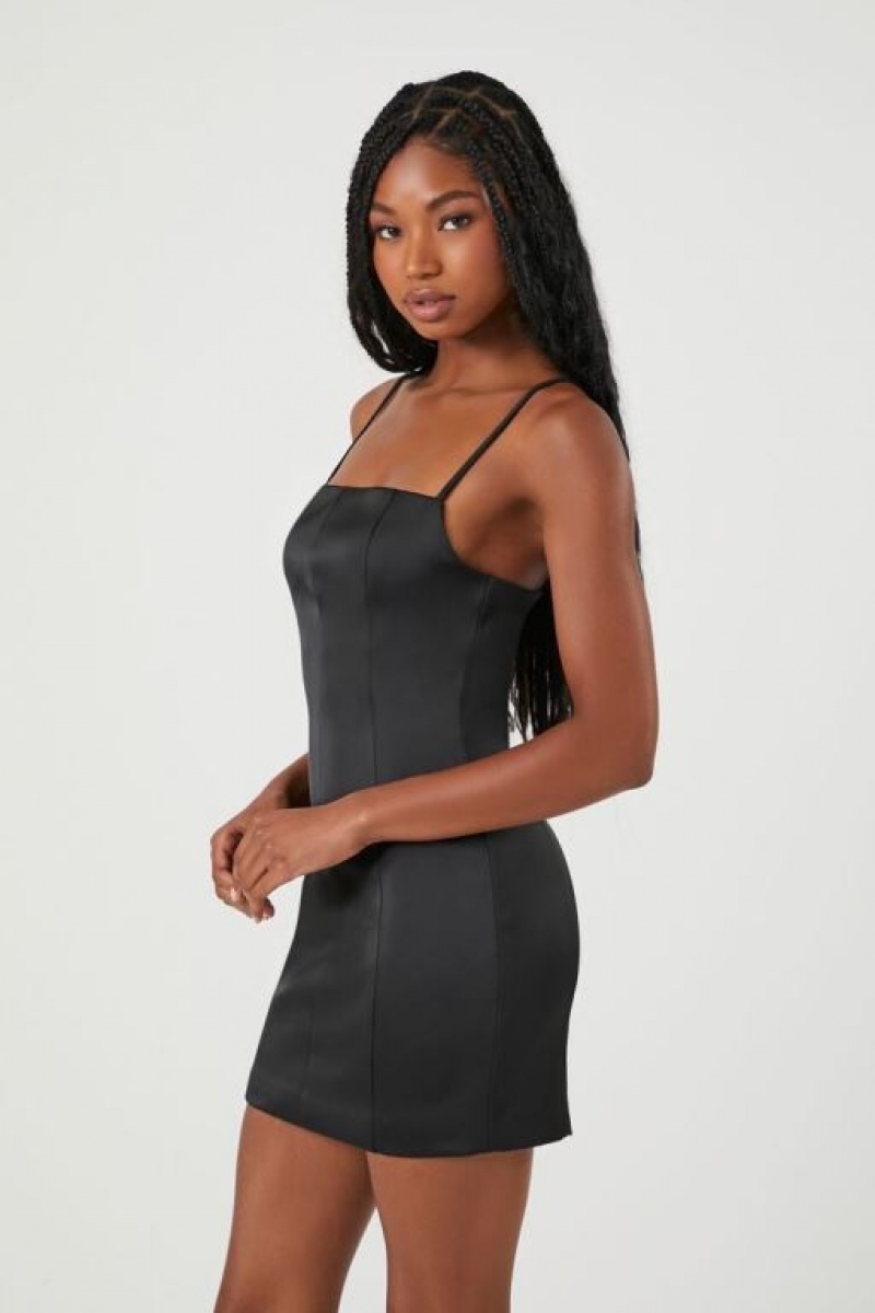 Vestido Forever 21 Satin Cami Bodycon Mini Mujer Negras | FMki3AdgP6P