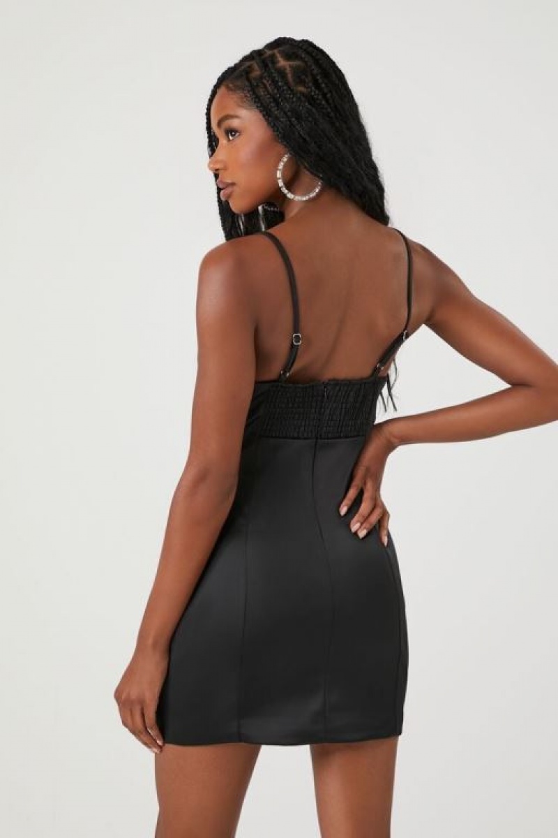 Vestido Forever 21 Satin Cami Bodycon Mini Mujer Negras | FMki3AdgP6P