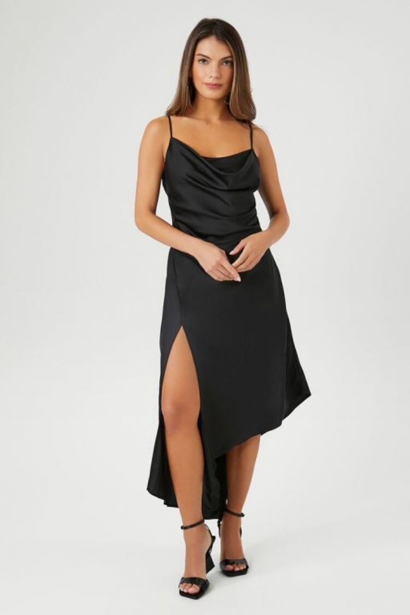 Vestido Forever 21 Satin Cowl Midi Mujer Negras | Jql5Ag5bWq9