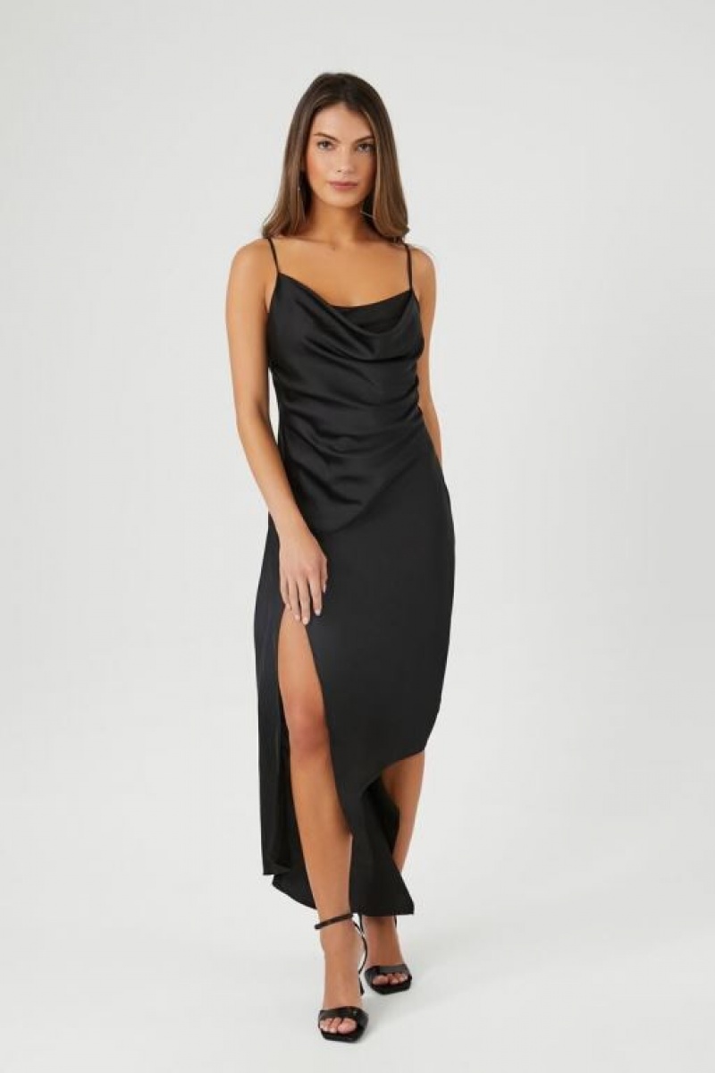 Vestido Forever 21 Satin Cowl Midi Mujer Negras | Jql5Ag5bWq9