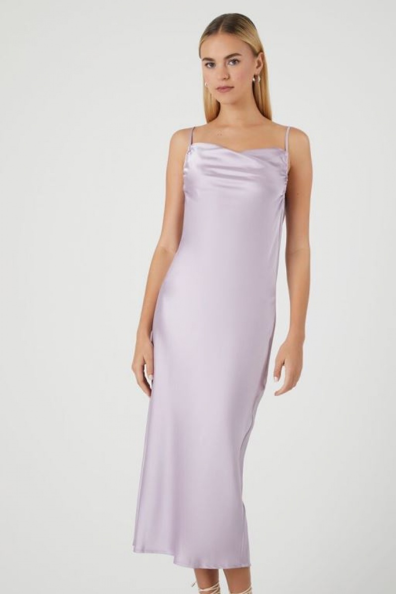 Vestido Forever 21 Satin Cowl Midi Slip Mujer Wisteria | G5Yl9x0Xnde