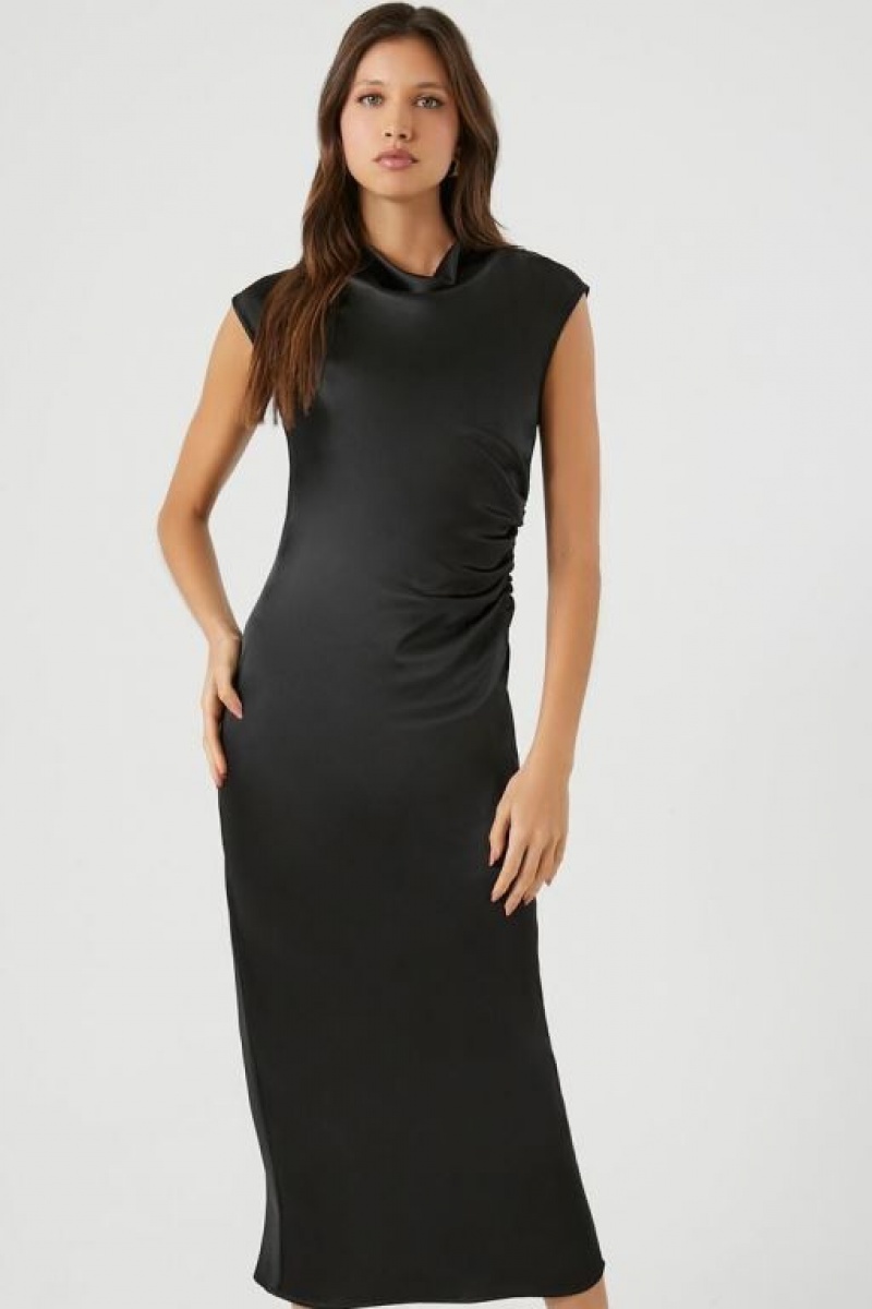 Vestido Forever 21 Satin Cowl Neck Midi Mujer Negras | ZntxDNkjXcm