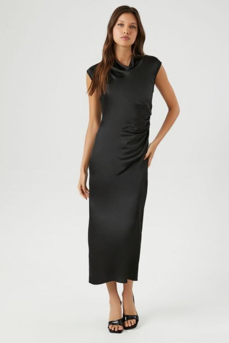 Vestido Forever 21 Satin Cowl Neck Midi Mujer Negras | ZntxDNkjXcm