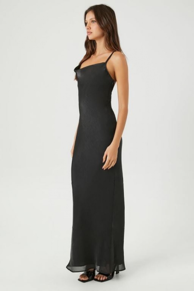 Vestido Forever 21 Satin Cowl Slip Maxi Mujer Negras | DXvQPzK1f0f