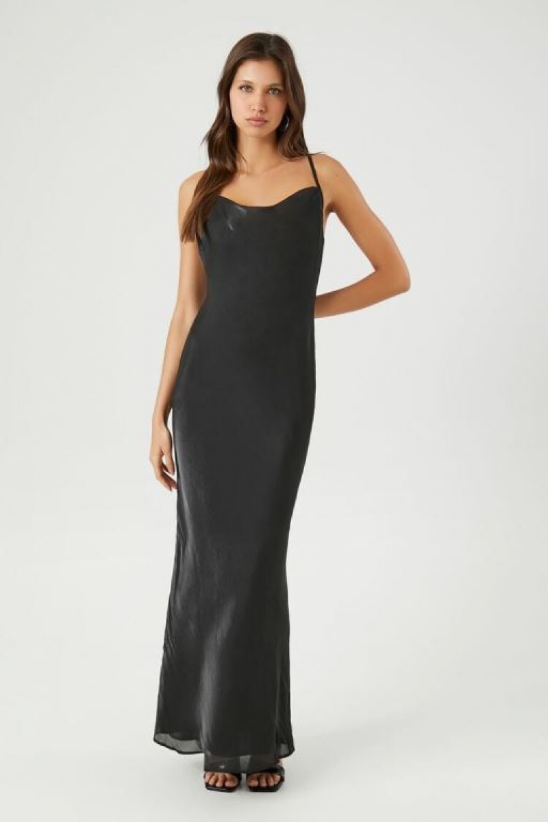 Vestido Forever 21 Satin Cowl Slip Maxi Mujer Negras | DXvQPzK1f0f