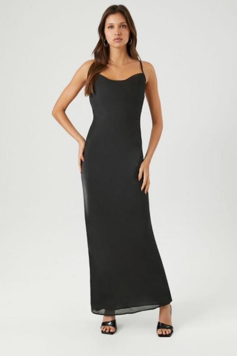 Vestido Forever 21 Satin Cowl Slip Maxi Mujer Negras | DXvQPzK1f0f