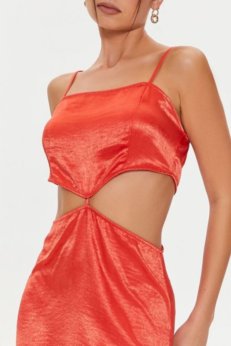 Vestido Forever 21 Satin Cutout Mini Mujer Rojas | 0ZUTMFFBhCl