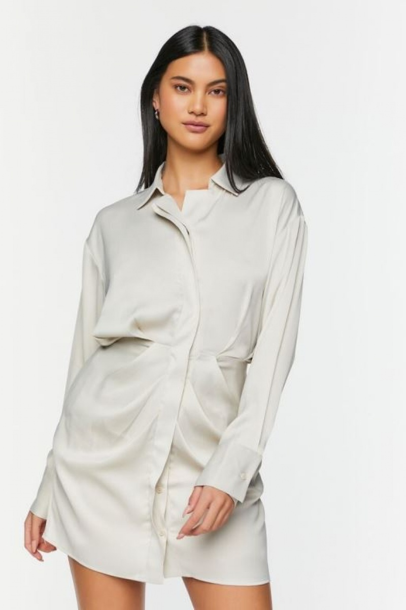 Vestido Forever 21 Satin Draped Mujer Gris | YqTKv2k2fW3