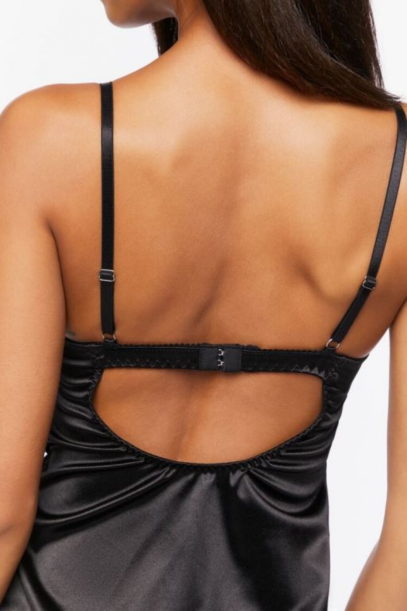 Vestido Forever 21 Satin Lingerie Slip Mujer Negras | FhWJmG11j50