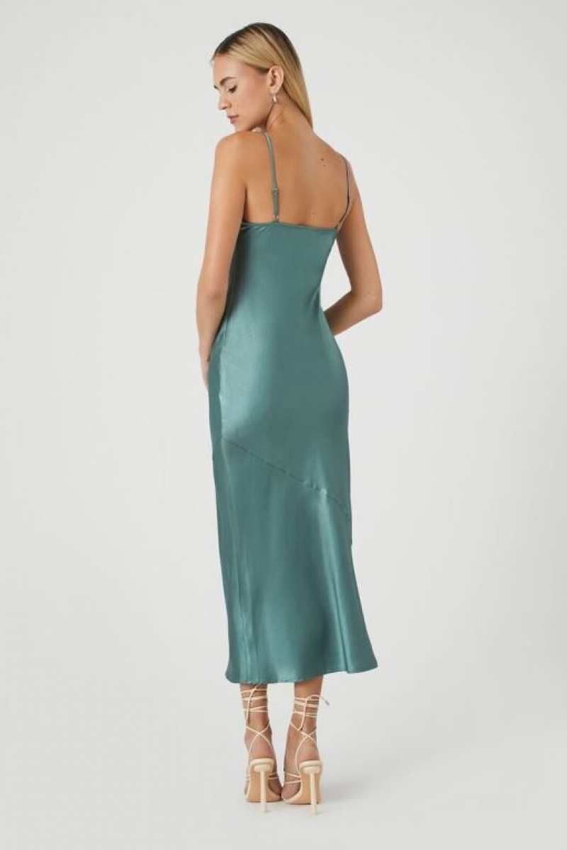 Vestido Forever 21 Satin Maxi Slip Mujer Gris Azules | brNb0Ka1UZf