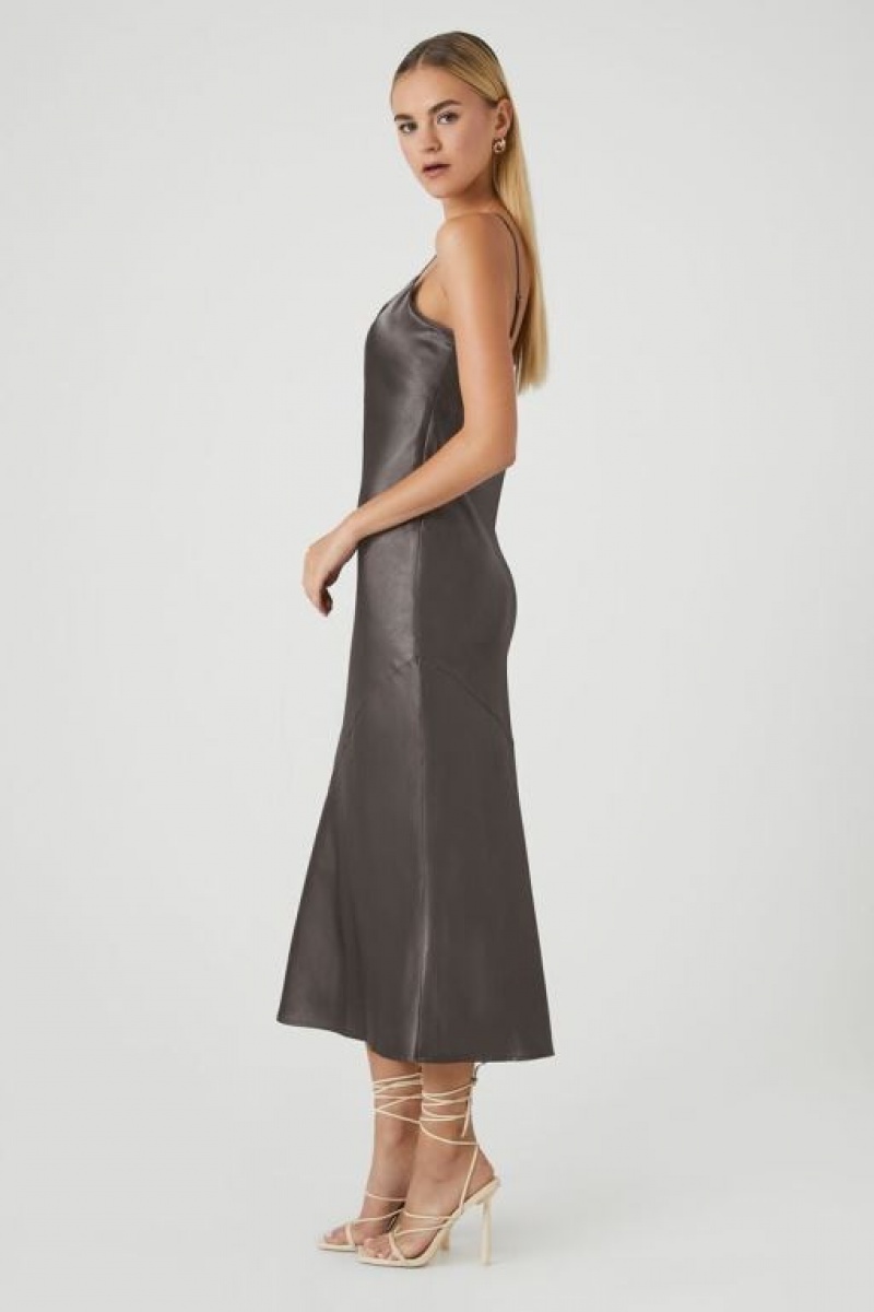 Vestido Forever 21 Satin Maxi Slip Mujer Gris | iCdCW6Ywa2x