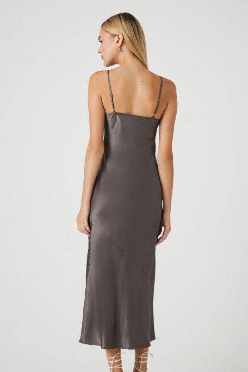 Vestido Forever 21 Satin Maxi Slip Mujer Gris | iCdCW6Ywa2x