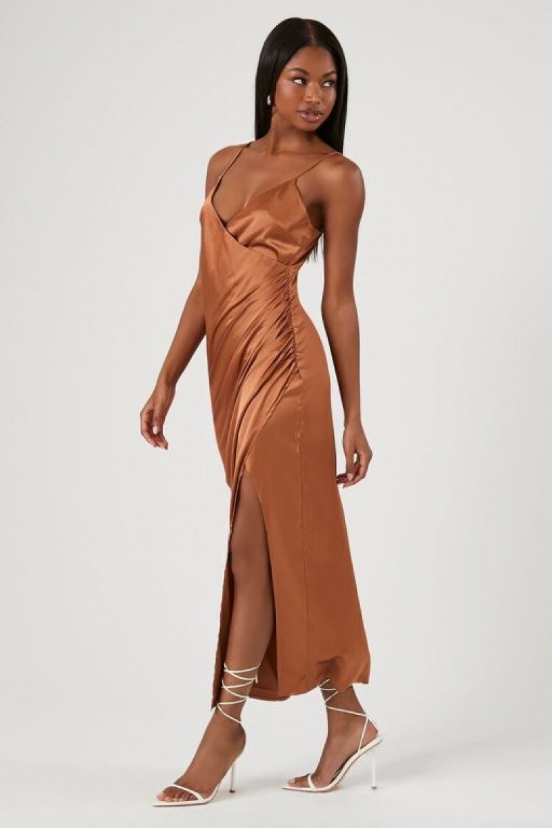 Vestido Forever 21 Satin Midi Slip Mujer Cobra | FPpQIt97IXy