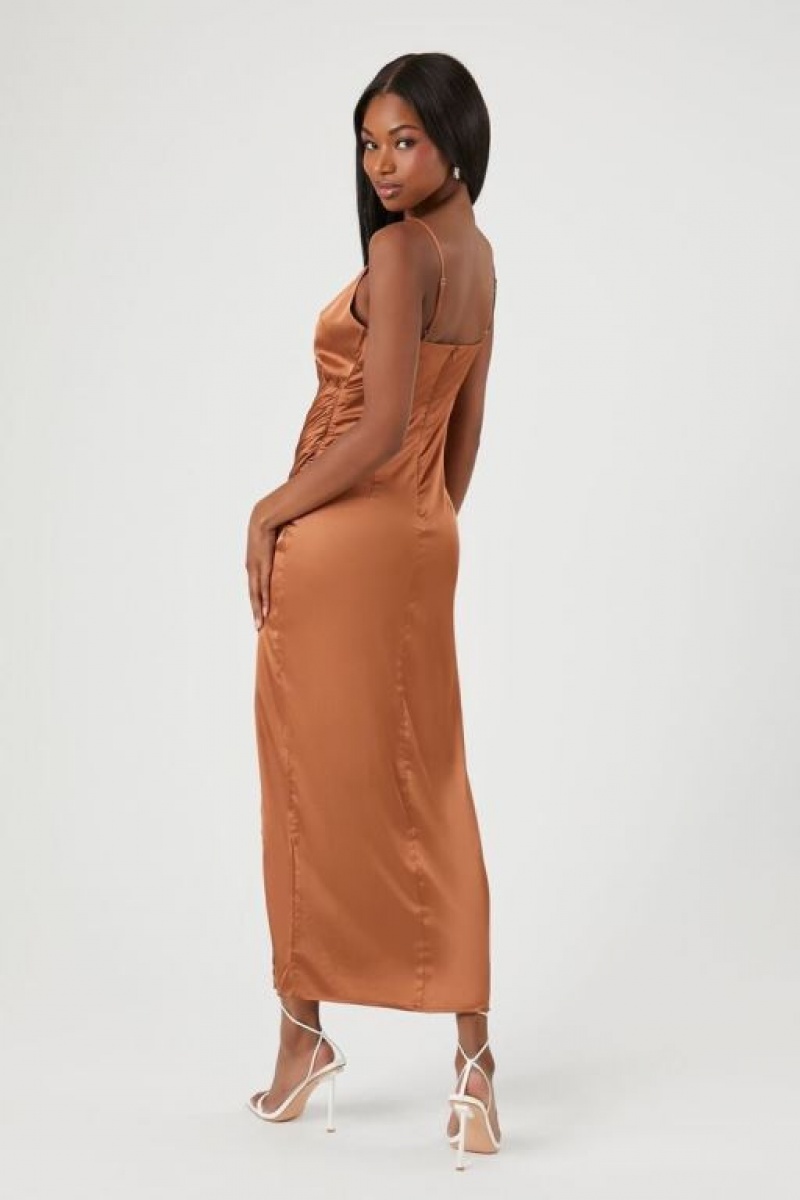 Vestido Forever 21 Satin Midi Slip Mujer Cobra | FPpQIt97IXy