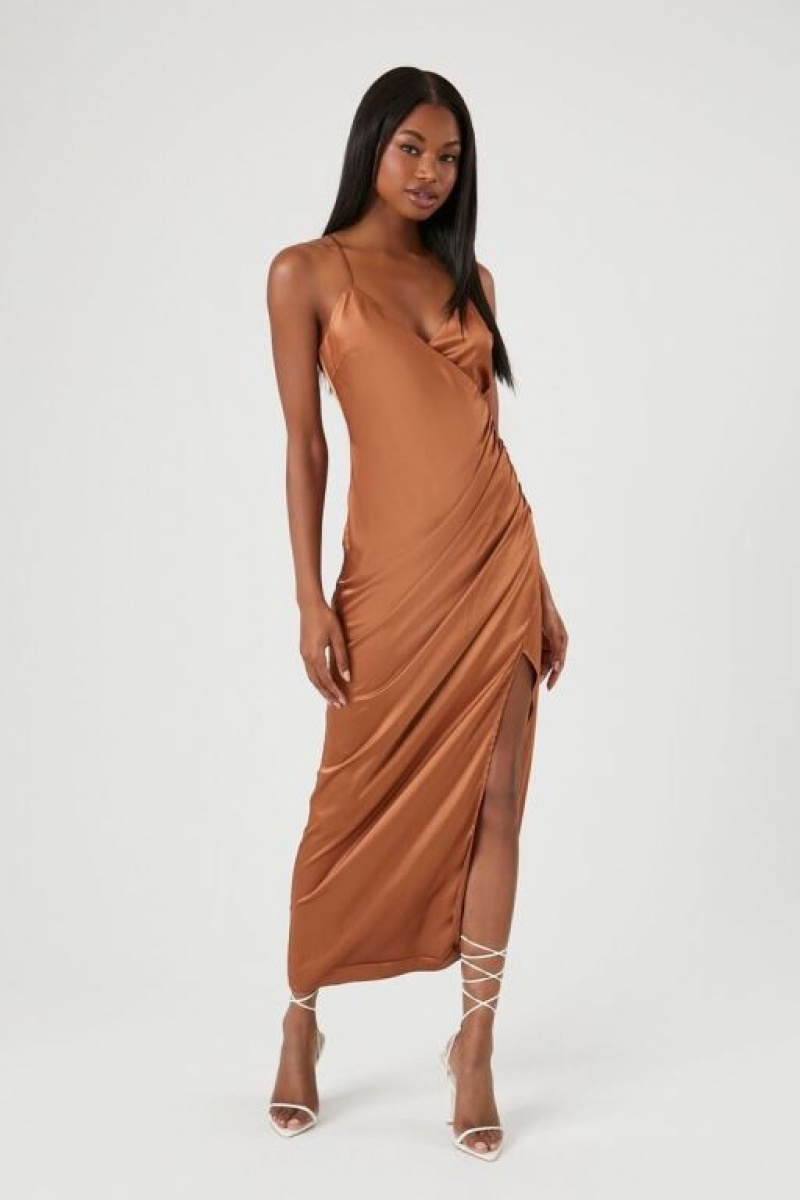 Vestido Forever 21 Satin Midi Slip Mujer Cobra | FPpQIt97IXy