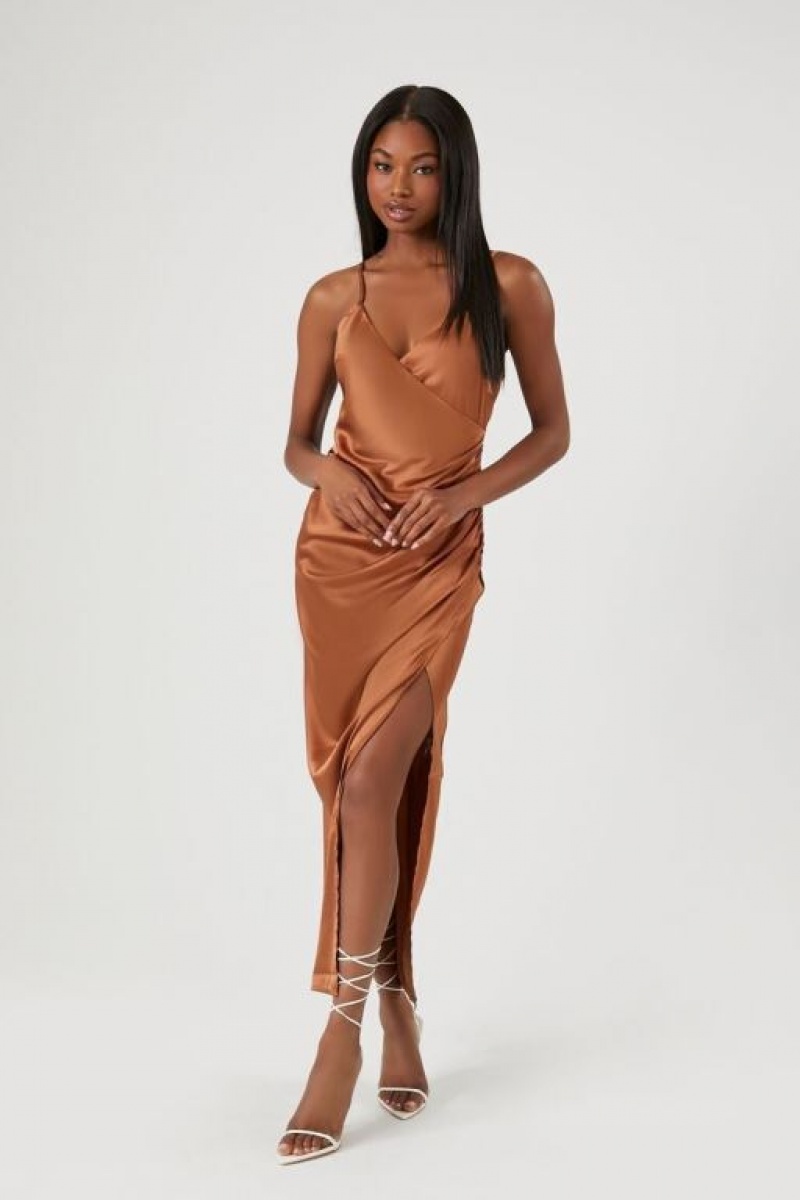 Vestido Forever 21 Satin Midi Slip Mujer Cobra | FPpQIt97IXy