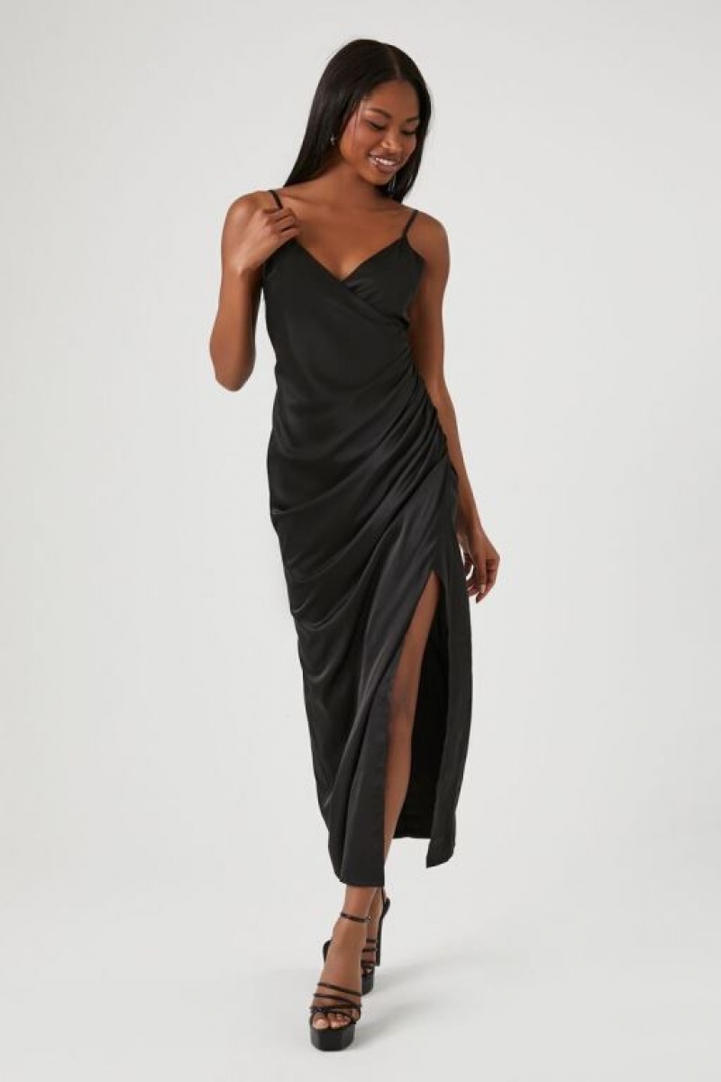 Vestido Forever 21 Satin Midi Slip Mujer Negras | vtDqtA3ai51