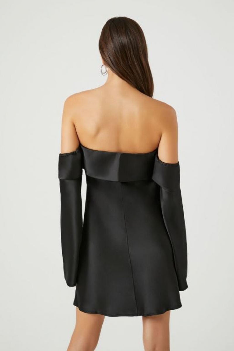 Vestido Forever 21 Satin Off The Shoulder Mini Mujer Negras | eQWTCgXN2r6