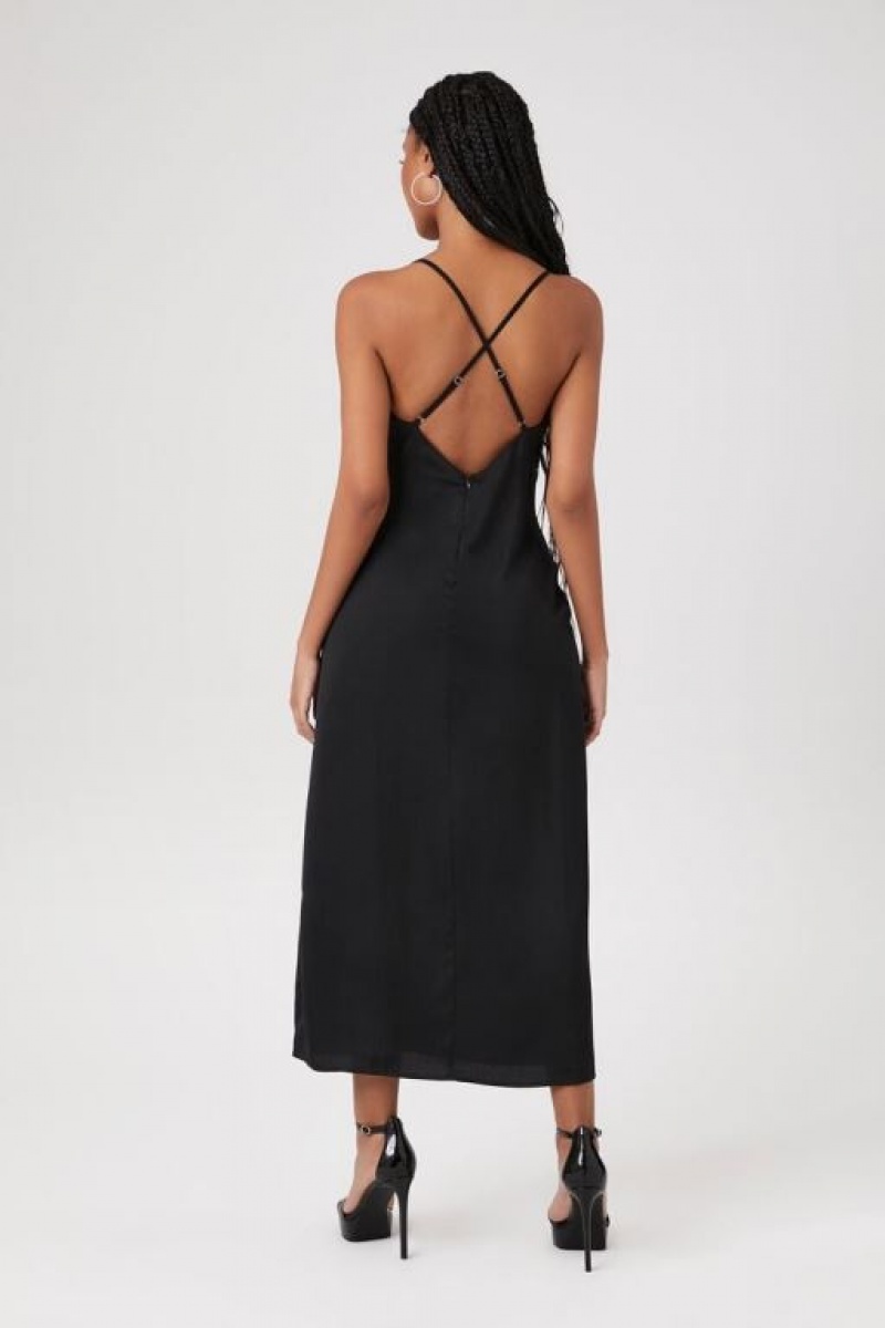 Vestido Forever 21 Satin Plisado Cami Slip Mujer Negras | pebGb9VumBd