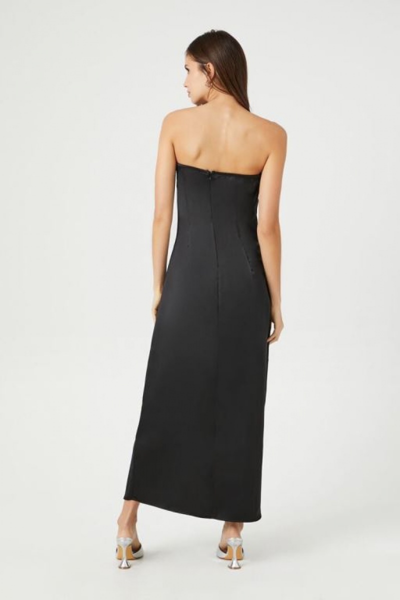 Vestido Forever 21 Satin Rhinestone Maxi Slip Mujer Negras Plateadas | TTJjMxBYbOT