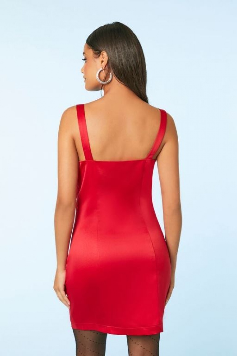 Vestido Forever 21 Satin Rhinestone Trim Mini Mujer Rojas | i0TF4YppHTw