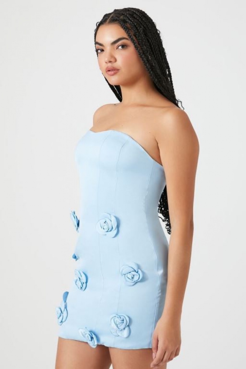 Vestido Forever 21 Satin Rosette Sweetheart Mini Mujer Azules | DjCRA7AuQf3