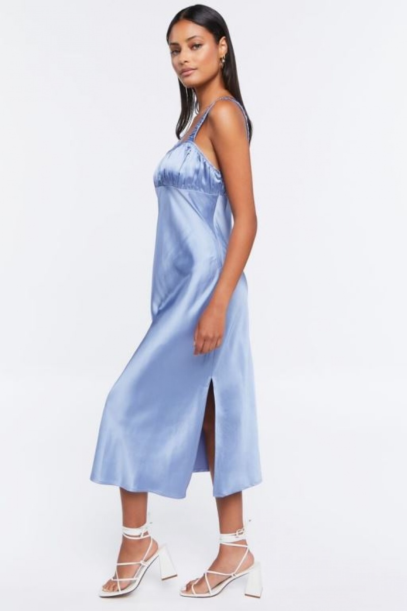 Vestido Forever 21 Satin Sweetheart Midi Mujer Azules Claro | nntxBhxKNem