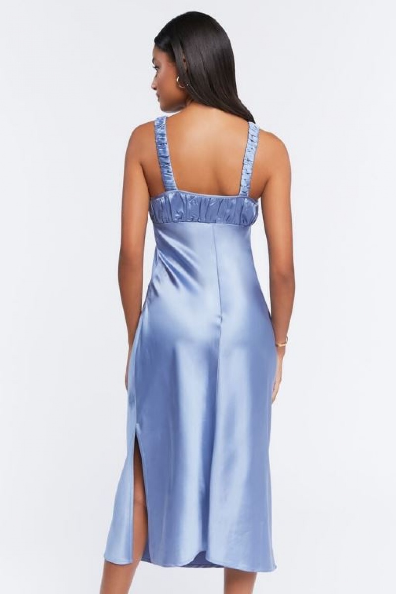 Vestido Forever 21 Satin Sweetheart Midi Mujer Azules Claro | nntxBhxKNem