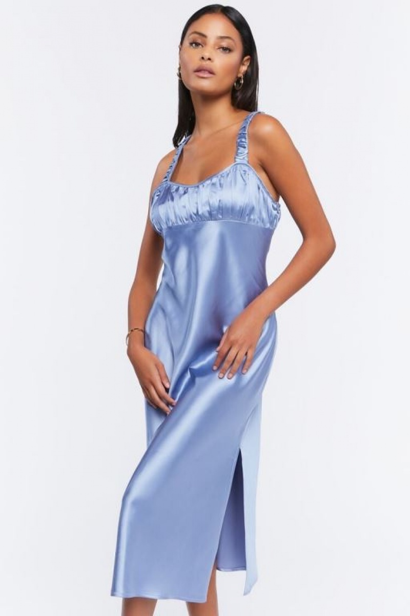 Vestido Forever 21 Satin Sweetheart Midi Mujer Azules Claro | nntxBhxKNem