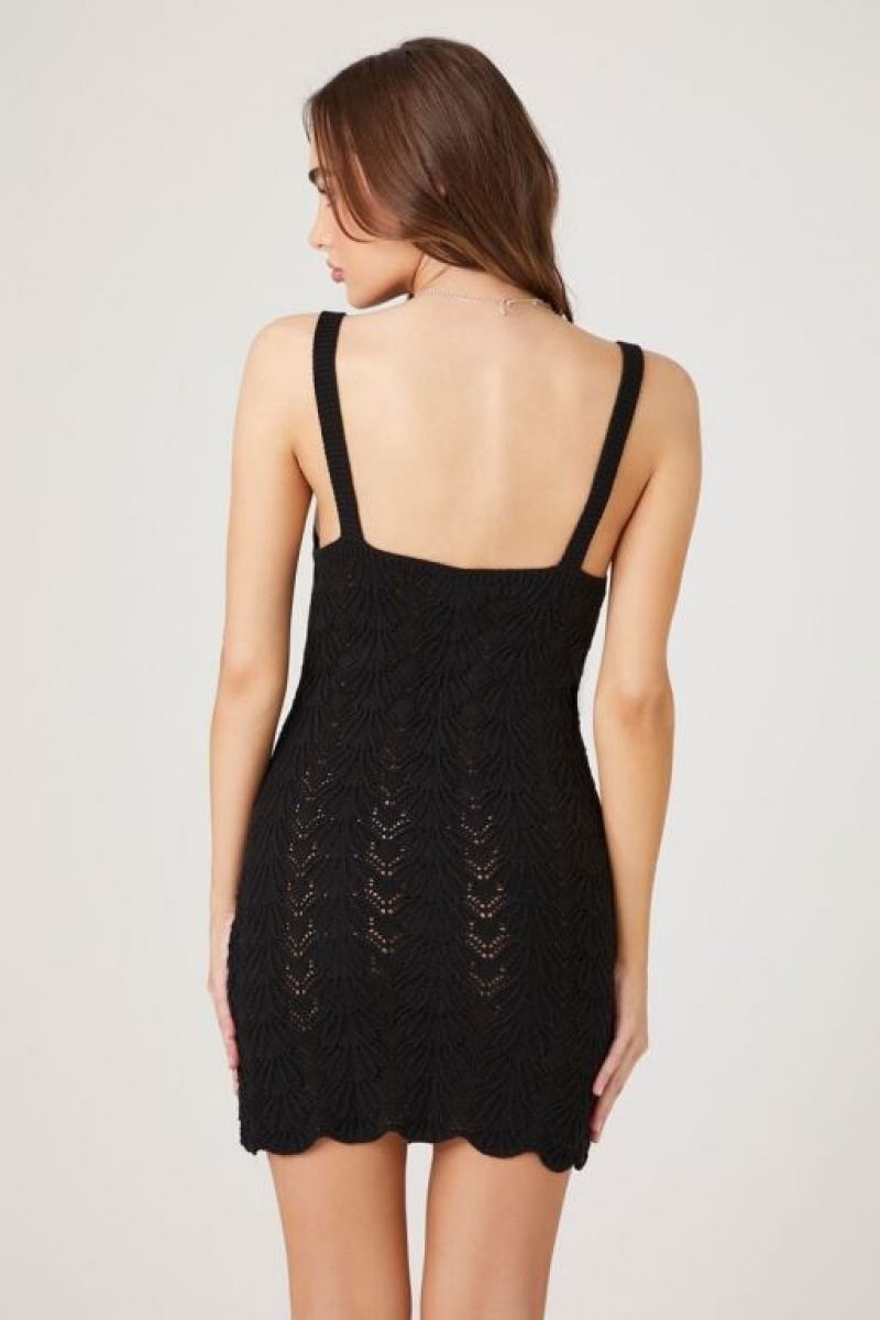 Vestido Forever 21 Scalloped Knit Mini Mujer Negras | 1vjZmBkf5aV