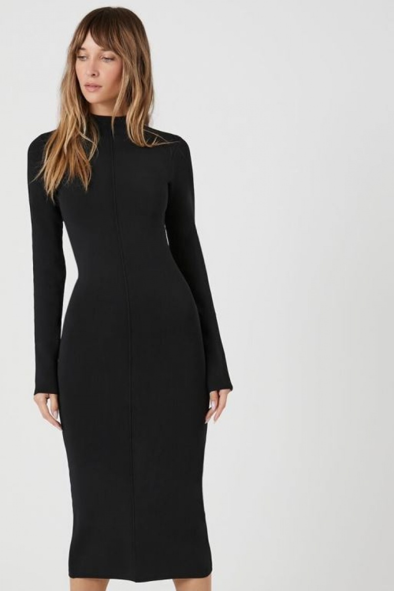 Vestido Forever 21 Seamed Mock Neck Mujer Negras | hoBaE2XiH7k