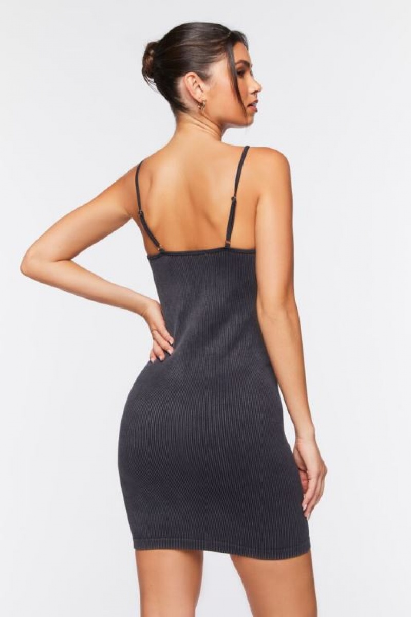 Vestido Forever 21 Seamless Acanalado Cami Mini Mujer Negras | 9XSs6QXv67e