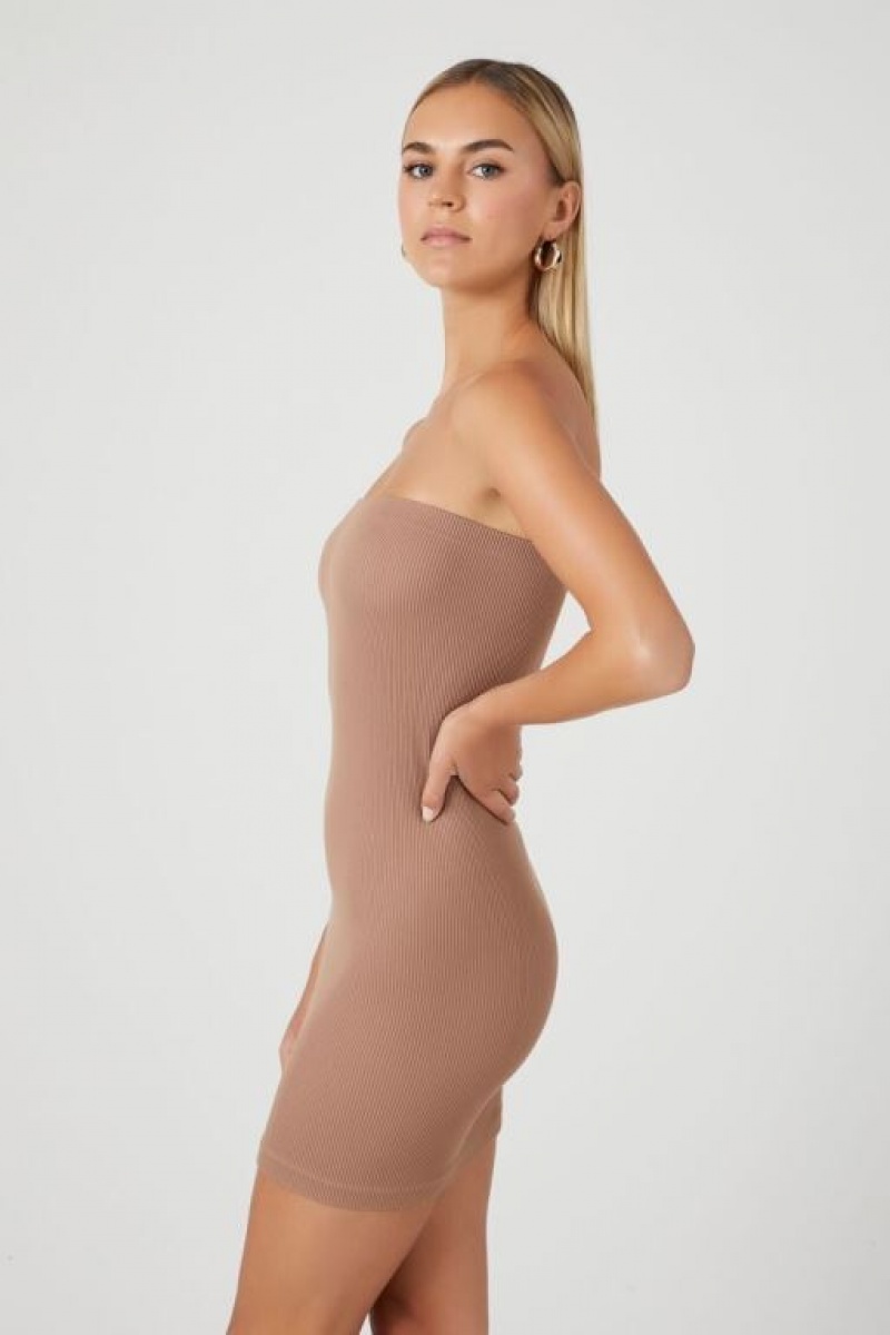 Vestido Forever 21 Seamless Bodycon Tube Mini Mujer Almond | NuLwuRes1dR