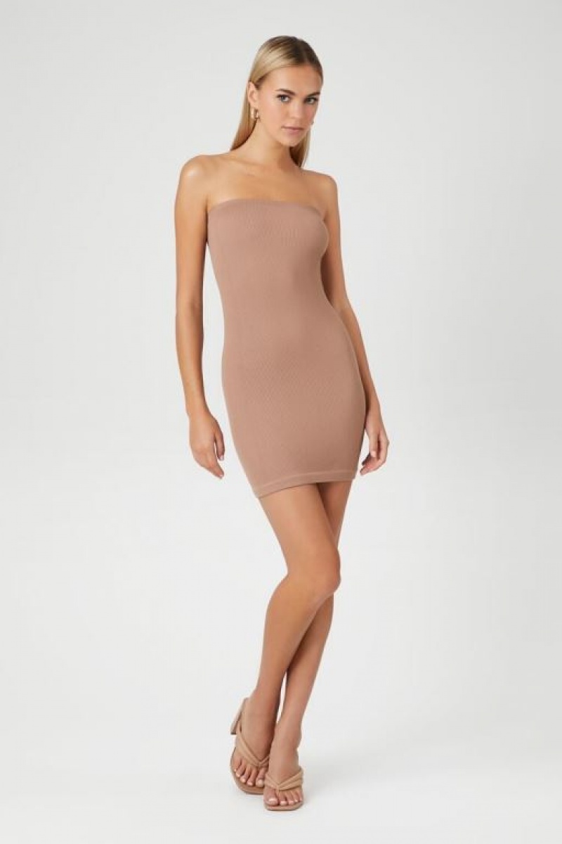 Vestido Forever 21 Seamless Bodycon Tube Mini Mujer Almond | NuLwuRes1dR