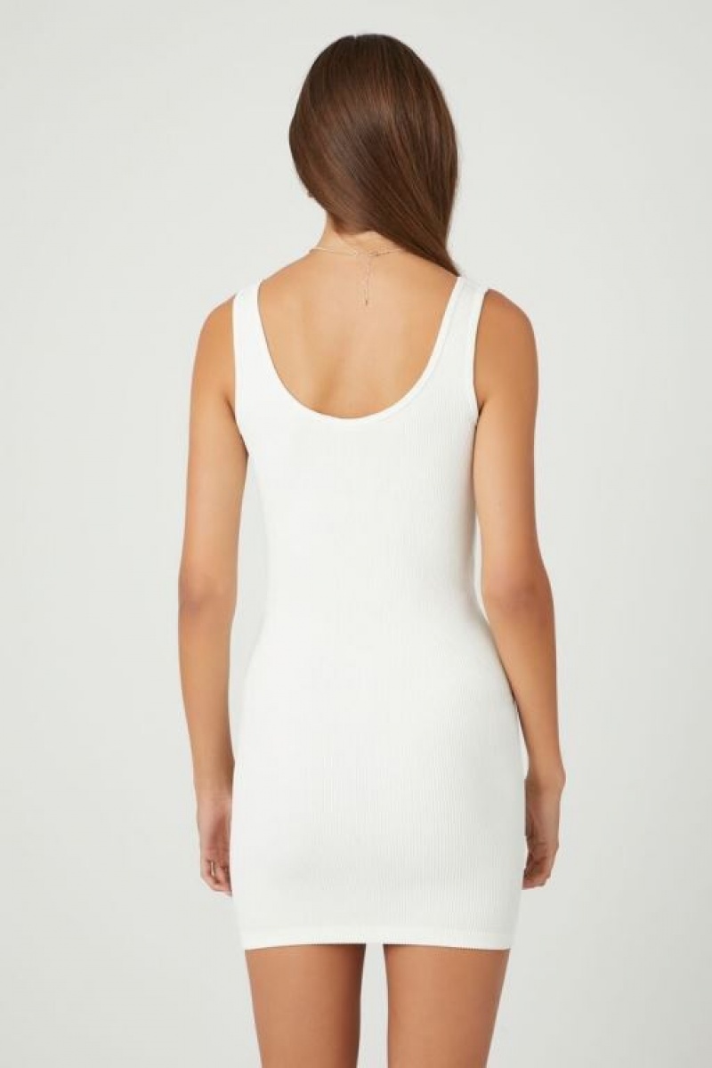 Vestido Forever 21 Seamless Rib Knit Bodycon Mini Mujer Blancas | h9oOgEZXDkJ