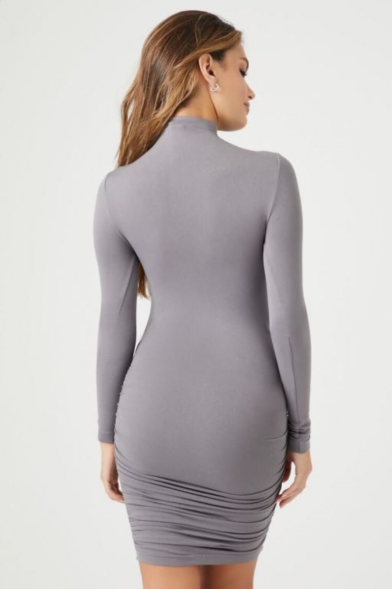 Vestido Forever 21 Seamless Turtleneck Bodycon Mujer Gris Oscuro | MkrogJUddD7