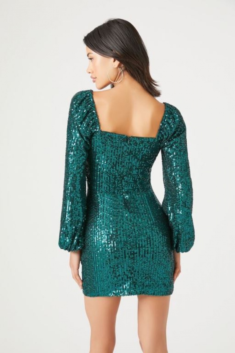 Vestido Forever 21 Sequin Bodycon Mini Mujer Verde | vKnzbSN1r6R