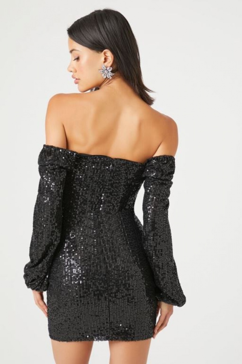 Vestido Forever 21 Sequin Bodycon Mini Mujer Negras | G7jutO354MJ