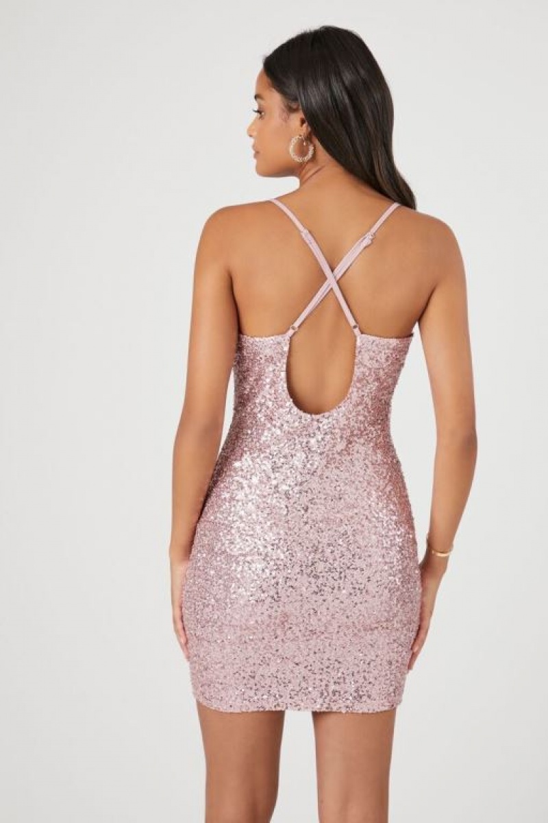 Vestido Forever 21 Sequin Cowl Mini Mujer Rosas | S50coWSOUjs