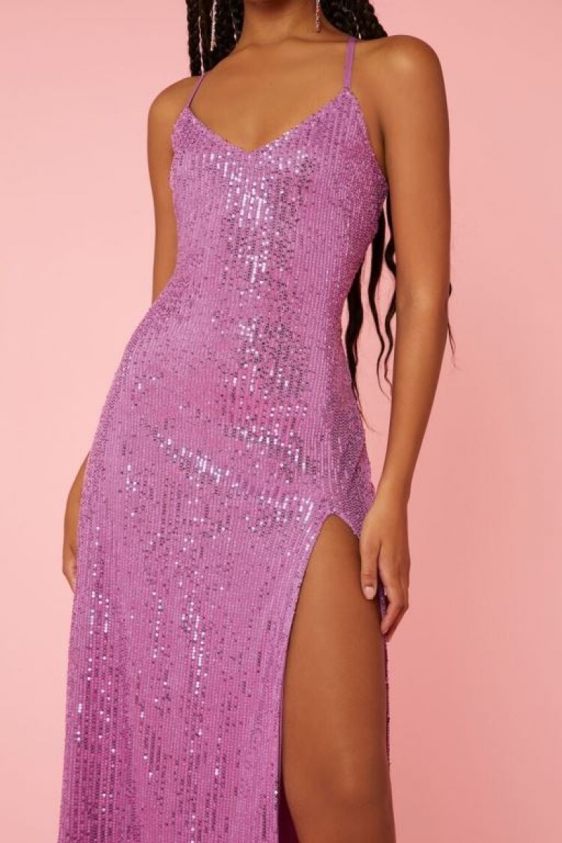 Vestido Forever 21 Sequin Crisscross Maxi Gown Mujer Amethyst | OpayTEzjaWT