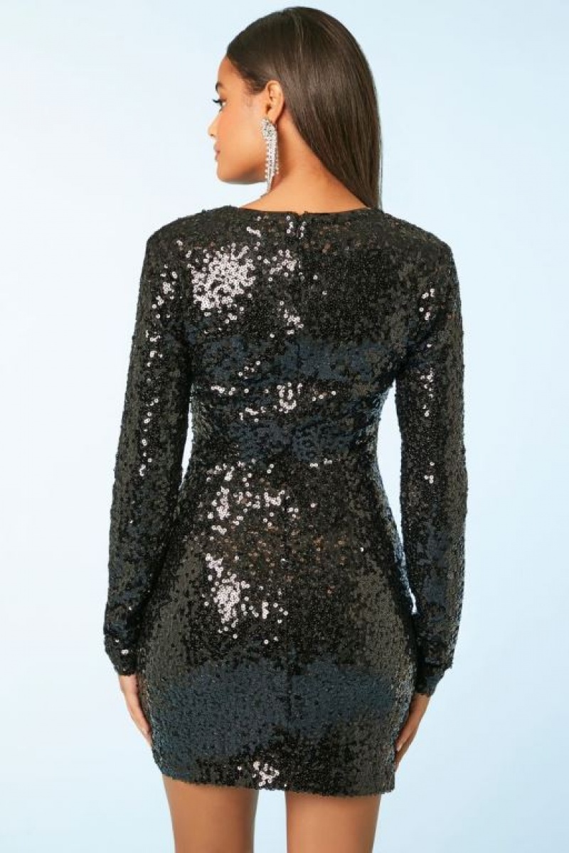 Vestido Forever 21 Sequin Cutout Mini Mujer Negras | kNhWMdiiGMJ