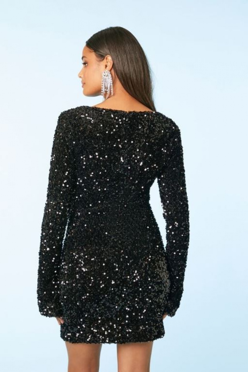 Vestido Forever 21 Sequin Keyhole Mini Mujer Negras | awaisSL1jbR