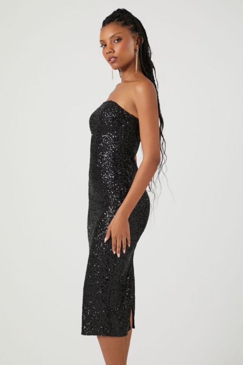 Vestido Forever 21 Sequin Midi Tube Mujer Negras | UNVFHDsAXlw