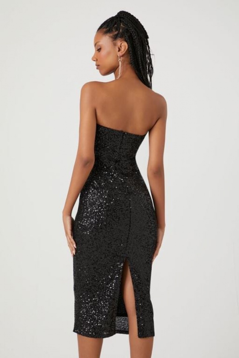 Vestido Forever 21 Sequin Midi Tube Mujer Negras | UNVFHDsAXlw