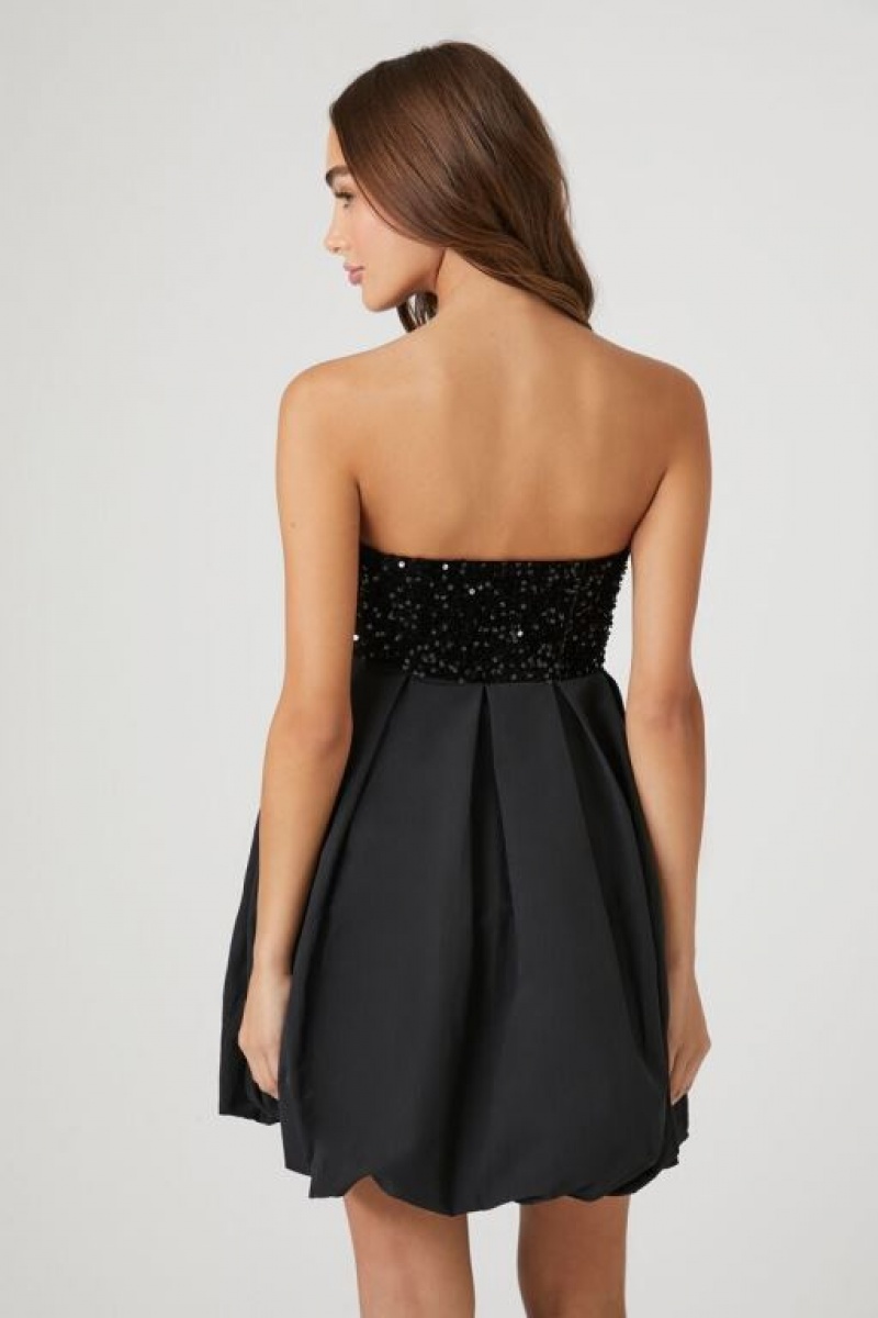 Vestido Forever 21 Sequin Mini Strapless Mujer Negras | jZ2CrQJ6YwK