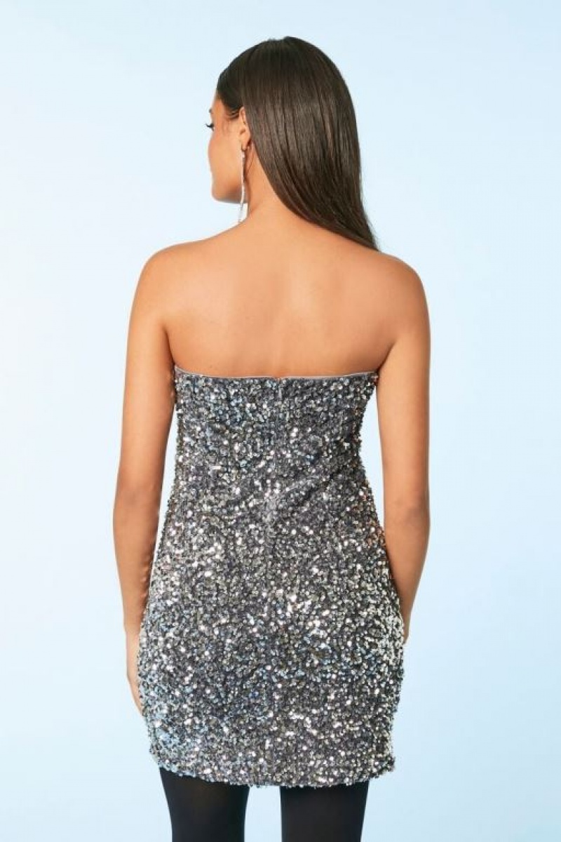 Vestido Forever 21 Sequin Mini Tube Mujer Plateadas | w8QEjbI6k99