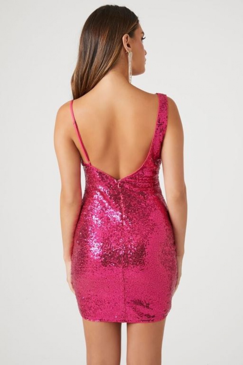 Vestido Forever 21 Sequin One Shoulder Bodycon Mujer Ruby | YVbBCH8JkIm